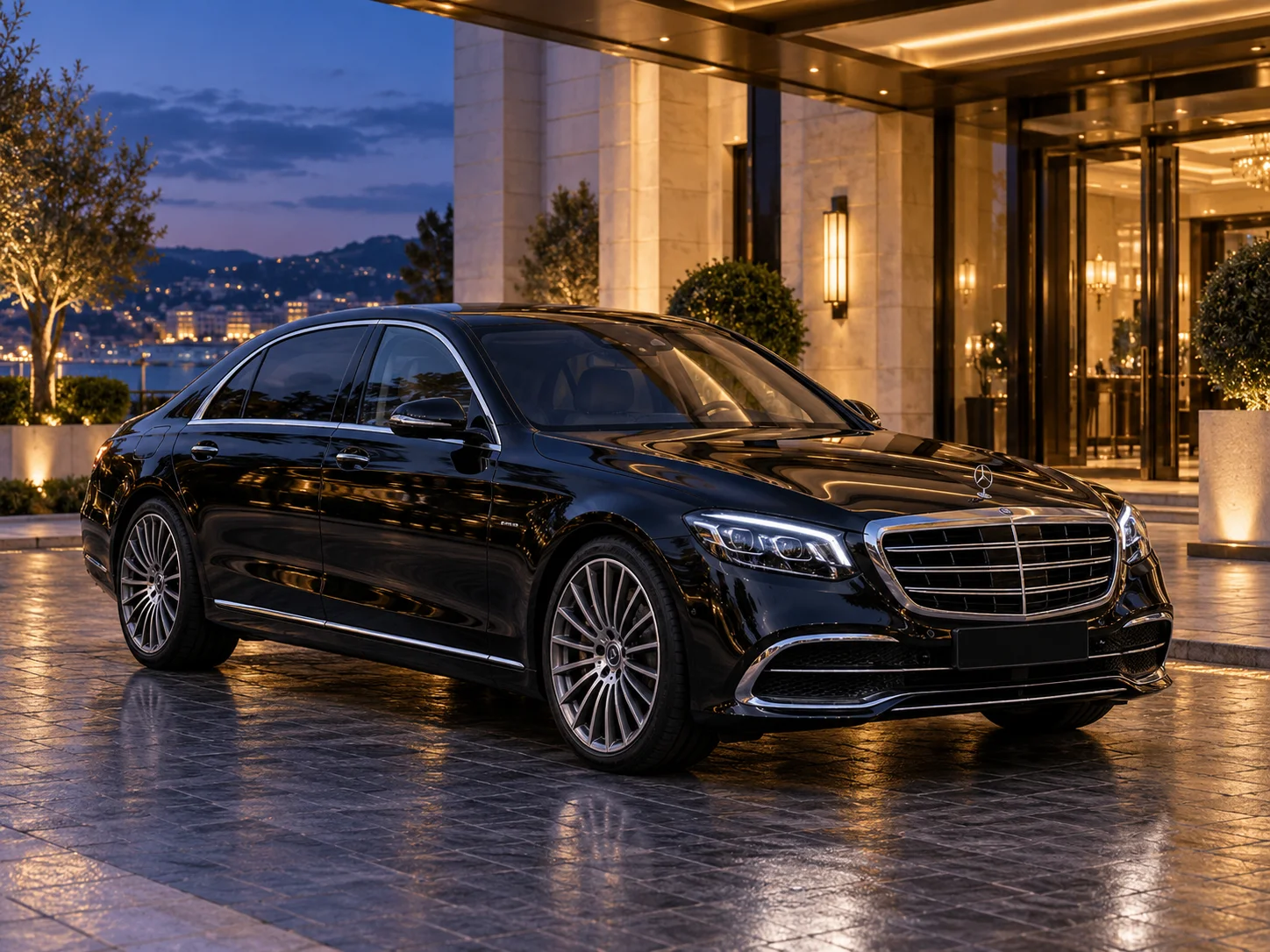 Fine Limousine black S-Class luxury sedan